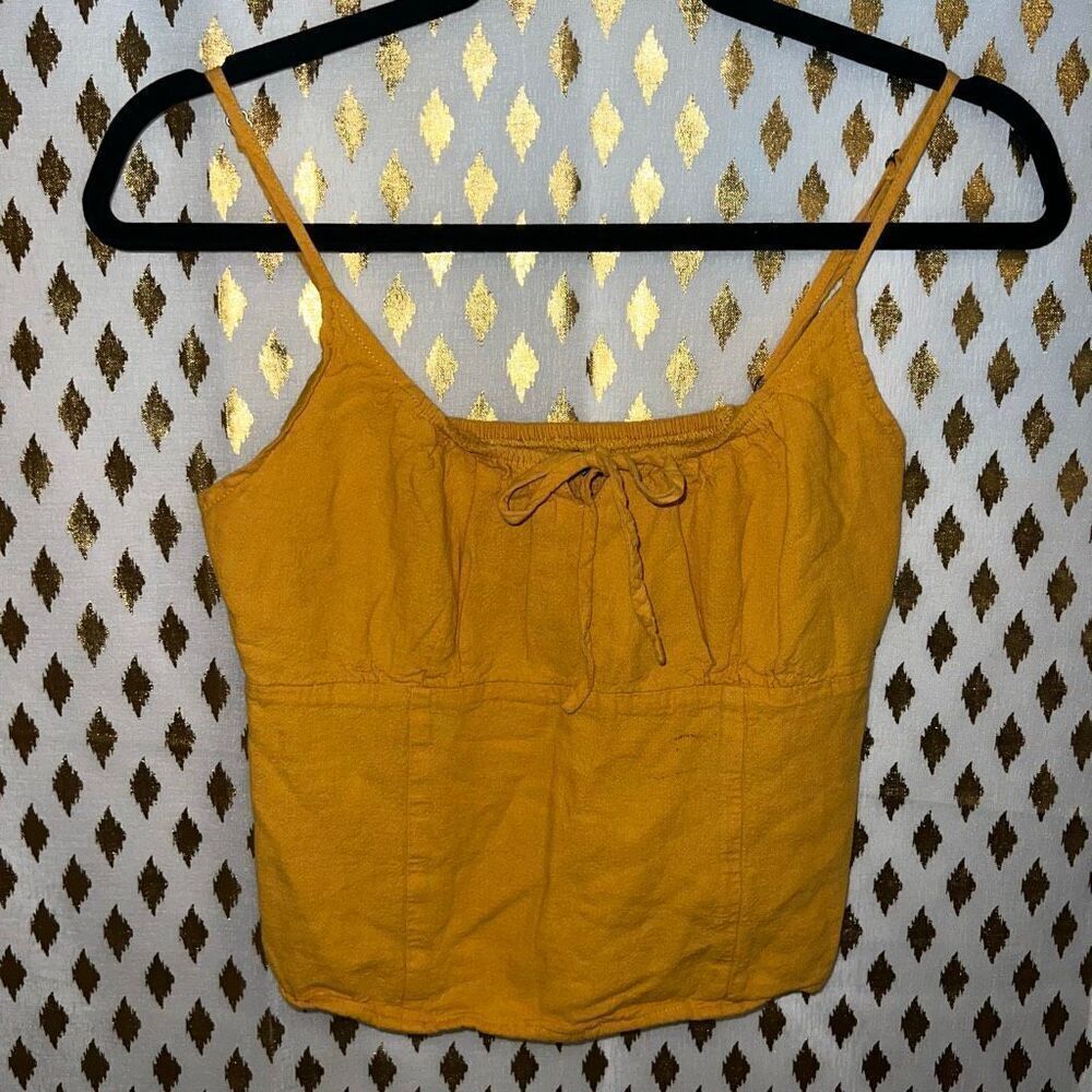 Abercrombie & Fitch strappy crop top mustard yellow milk maid size S